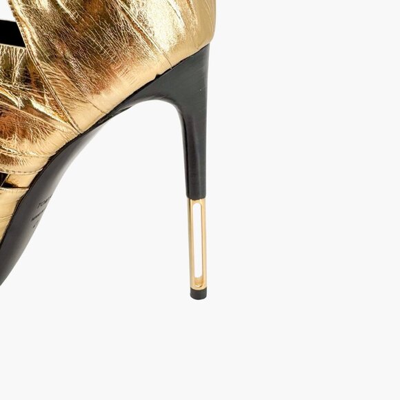 Tom Ford Stardust Lace Up Heels EU 41 US 9 Metallic Gold Foil Leather Tie Shoe - Picture 10 of 16